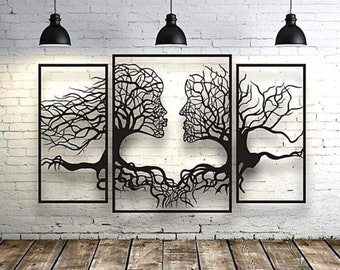 ÁRBOL decorativo de pared con forma de mujer y hombre | Una imagen 3D única para el salón o el dormitorio