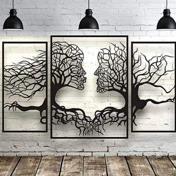 Décoration murale ARBRE en forme de femme et d'homme | Une image 3D unique pour le salon ou la chambre