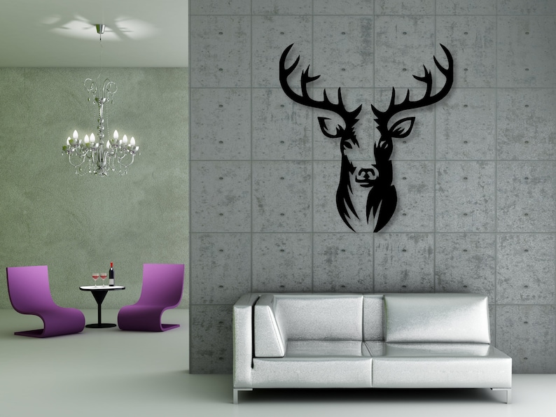 Deer Head Wooden Wall art, Bedroom Nature Wall Hangings, Office WallArt, Housewarming Gift, Large Living Room 3D Wall Decor, image 2