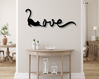LOVE Cat Wall Art, Nursery Wall Hangings, Cat  WallArt, Housewarming Gift, Cats Lovers gift, Cute cat 3D Wall Decor