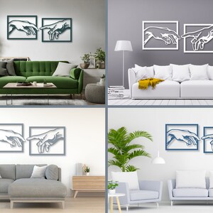 Michelangelo Hands, Creation of Adam Wall decoration, 3D painting Unique wooden wall decoration An artistic painting for the living room image 6