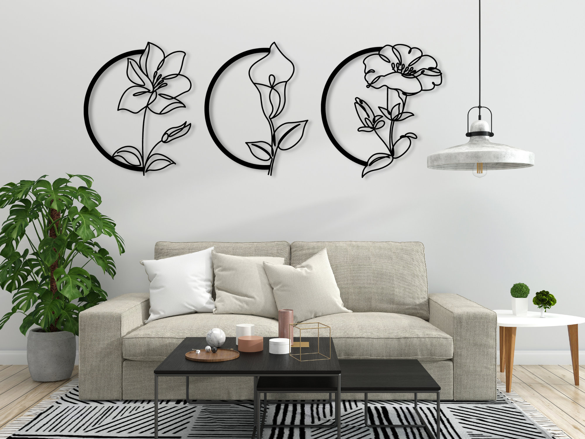 Pack de 3 tableaux décoratifs ajourés plante - ideekor - Tableaux Murale