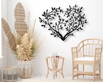 Arbre en forme de coeur - décoration murale | Image ajourée 3D | Décoration murale | Tableau pour la chambre, le salon et la cuisine | Un cadeau pour la maison