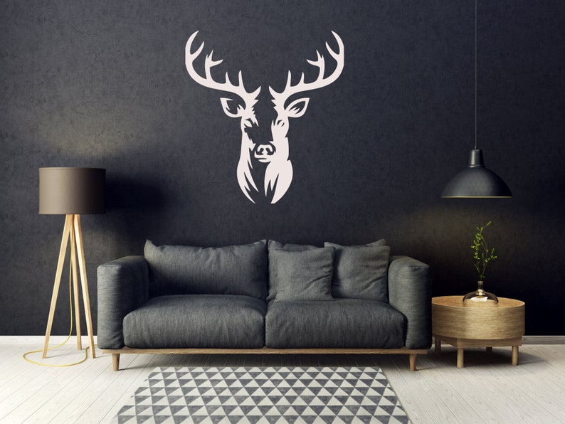 Hirschkopf Wanddeko aus Holz, Wandbilder 3D, Holzdekoration, Wandbild, Hirsch Wandkunst xxl , Große Wand Deko Wohnzimmer Wohnung für Jäger Bild 8