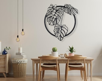 Monstera tropische Blätter paneele, Blumen Wanddeko, Wanddekoration Holz, Palmblätter wand deko für wohnzimmer und Schlafzimmer, 3D Bilder