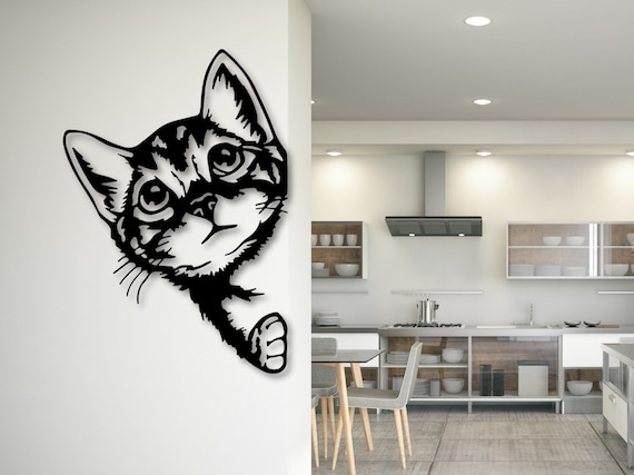 Sticker mural LES 3 CHATS noir - MAISON - DÉCO - CADEAUX - LOISIRS/LES 3  CHATS à la maison - Les 3 chats