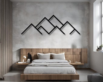 Decorazione murale linee di montagna, quadro 3D, Decorazione in legno per la camera da letto, Decorazione artistica da parete per il soggiorno, Regalo per gli amanti della montagna