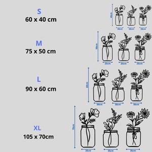 Fleurs en pots Décoration murale Fleurs des champs dans un pot Image murale en bois Ensemble de 3 tableaux ajourés Des plantes pour le mur image 5