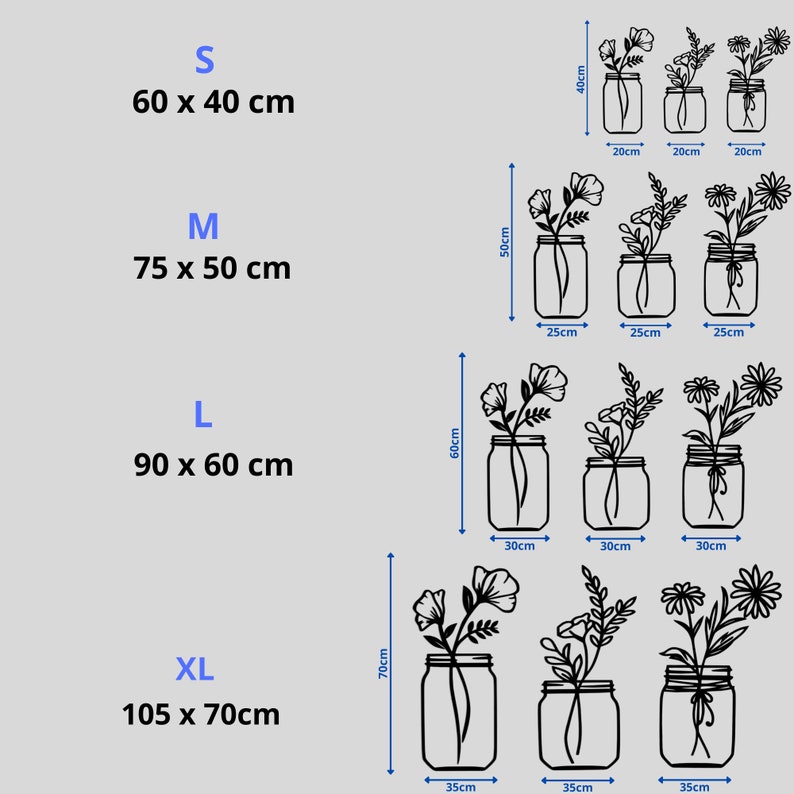 Fleurs en pots Décoration murale Fleurs des champs dans un pot Image murale en bois Ensemble de 3 tableaux ajourés Des plantes pour le mur image 5