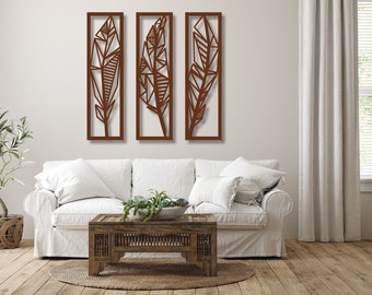 Dekoracja ścienna Liście Tropikalne, Drewniany obraz 3d do salonu, kuchni lub sypialni, Ozdobna do domu, Wyjątkowy pomysł na prezent