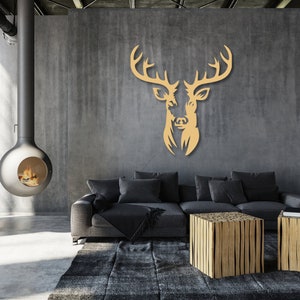 Deer Head Wooden Wall art, Bedroom Nature Wall Hangings, Office WallArt, Housewarming Gift, Large Living Room 3D Wall Decor, image 5