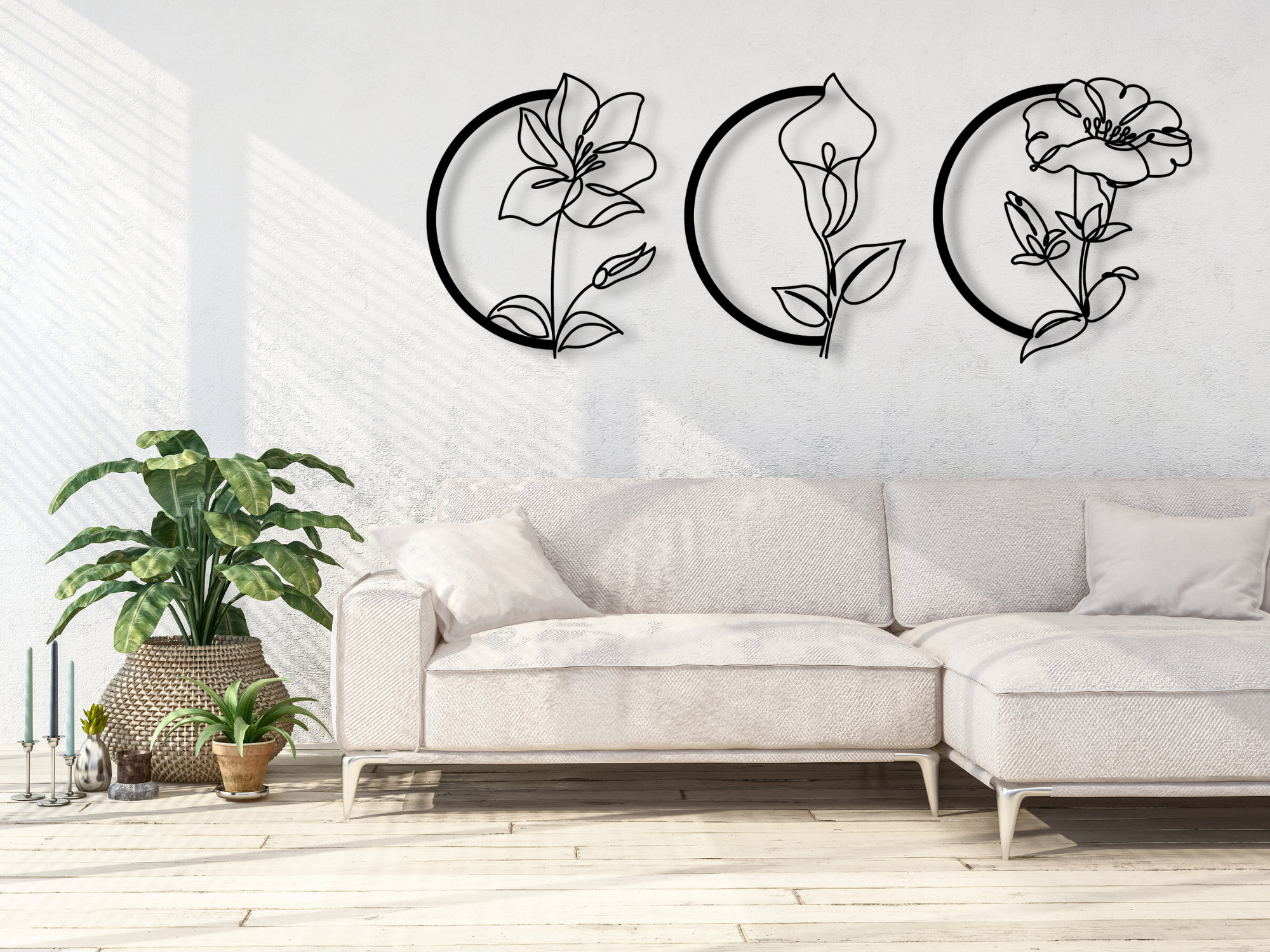 Pack de 3 tableaux décoratifs ajourés plante - ideekor - Tableaux Murale