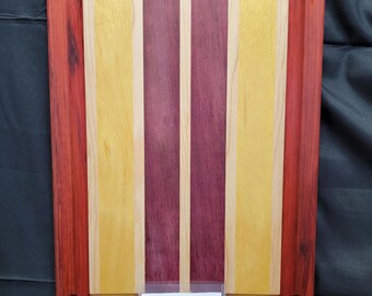 Handcrafted Hardwood Cutting Board | Natural Exotic Wood Colors | Multicolor Striped Cutting Board | Unique Kitchen Gift | Charcuterie Board