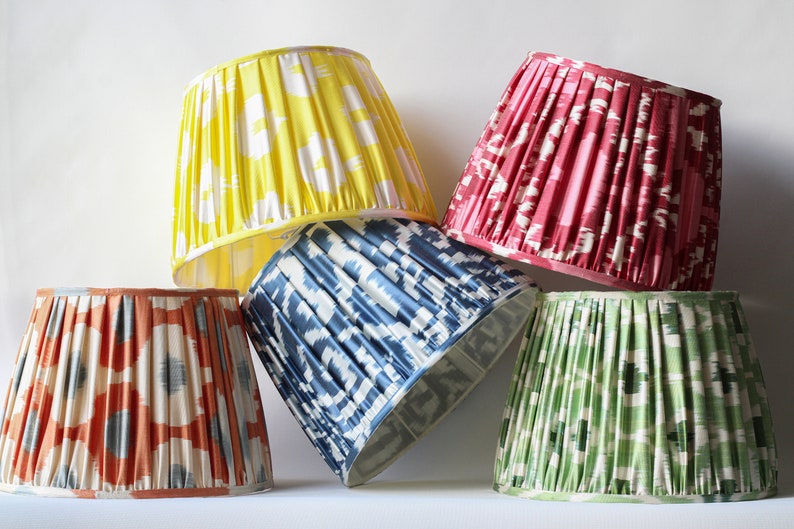 Handmade Ikat Pleated Lampshade customizable Gathered Lampshades image 2