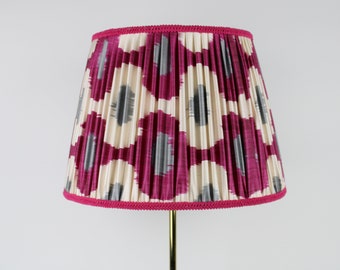 Handmade Ikat Fuchsia Lampshade Gathered Lampshade Pleated Ikat Lampshade Fuchsia Lampshade Pink Pleated Lampshade Ikat Silk Lampshade