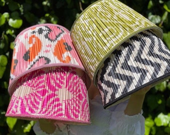 Handmade ikat pleated lampshade (customizable) Gathered Lampshades