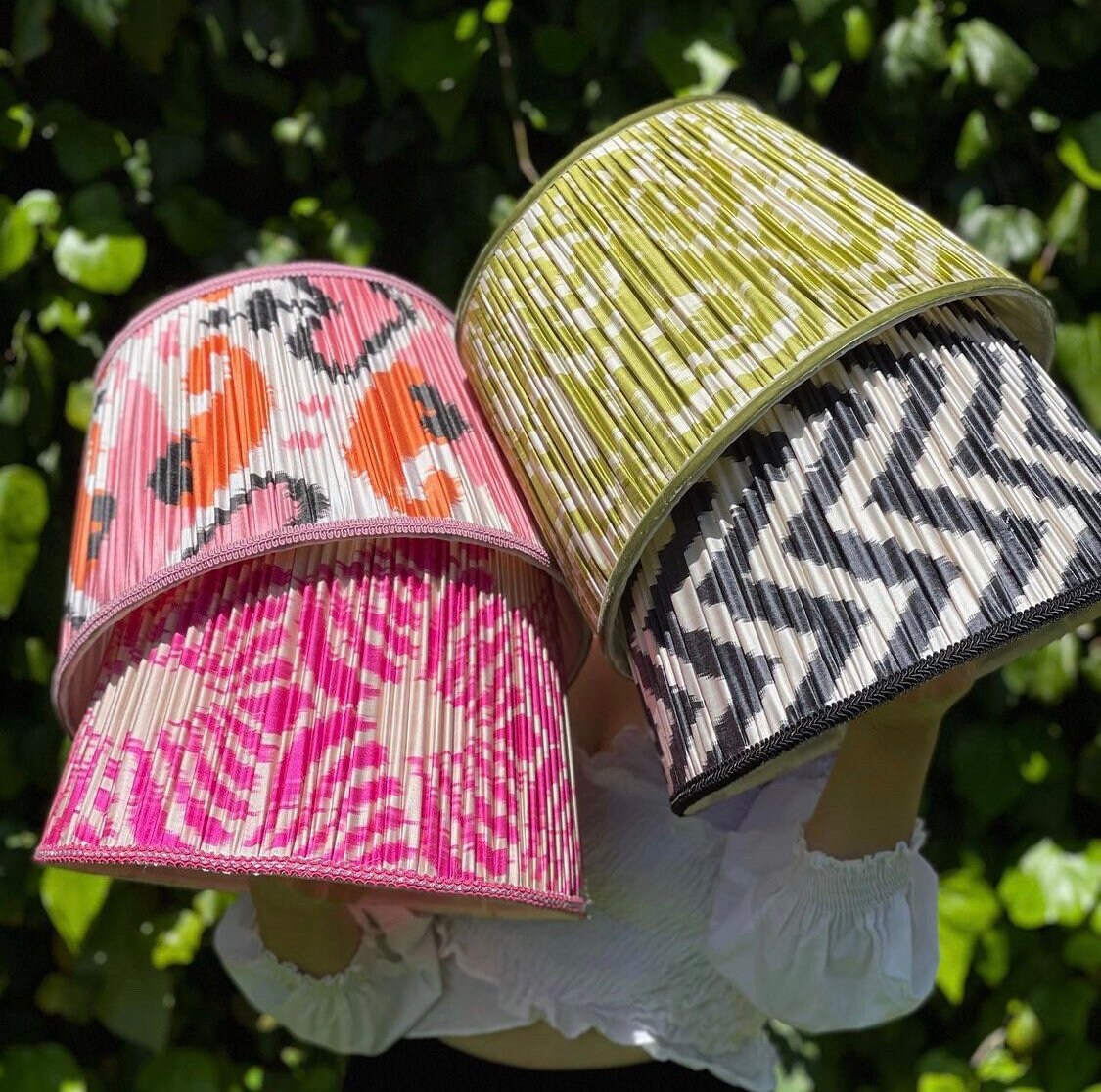 Ikat pleated lampshades deals