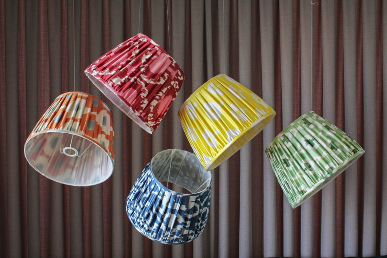 Handmade Ikat Pleated Lampshade customizable Gathered Lampshades image 1