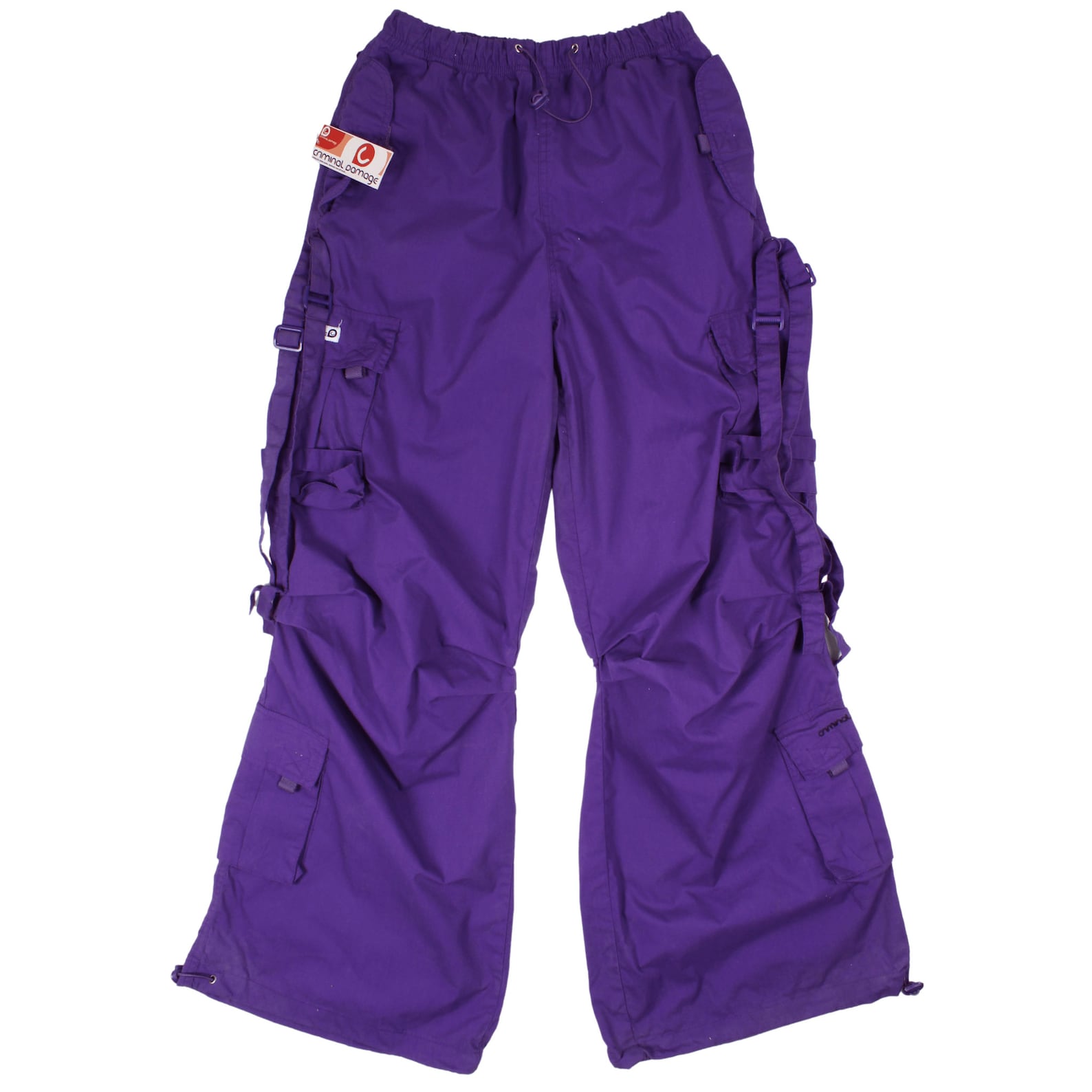 Vintage Criminal Damage Baggy Purple Parachute Pants Deadstock New With