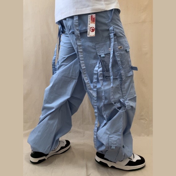 Vintage Criminal Damage Baggy Baby Blue Parachute Pants Deadstock