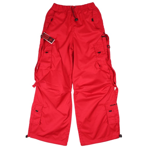 Vintage Criminal Damage Baggy Red Parachute Pants Deadstock New