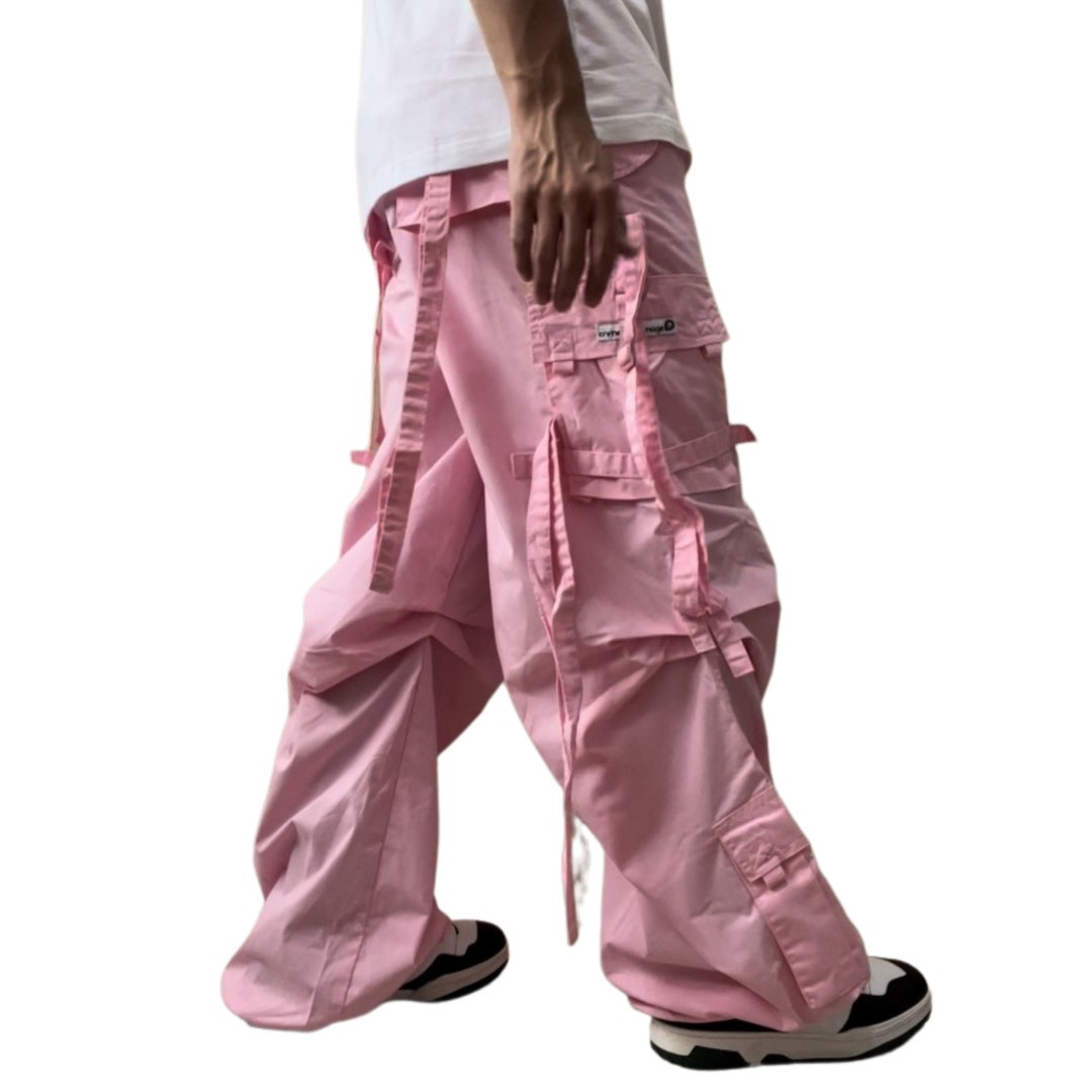 Vintage Y2K Cargo Baggy Grey Parachute Pants Deadstock New