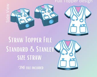 Scrub Straw Topper 3D-Print File | Fits Standard & Stanley Straws | Pre-Colored 3MF