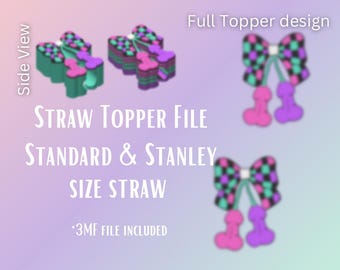 Peen Cherries Straw Topper | Fits Standard & Stanley | Pre-Colored 3MF Digital File