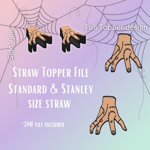 Zombie Hand* Stroh Topper Digitale Datei | Passend für Standard & Stanley Strohhalme | Eingefärbt 3MF
