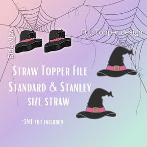 Hexenhut* Stroh Topper 3D-Druck Datei | Passend für Standard & Stanley Strohhalme | Eingefärbt 3MF