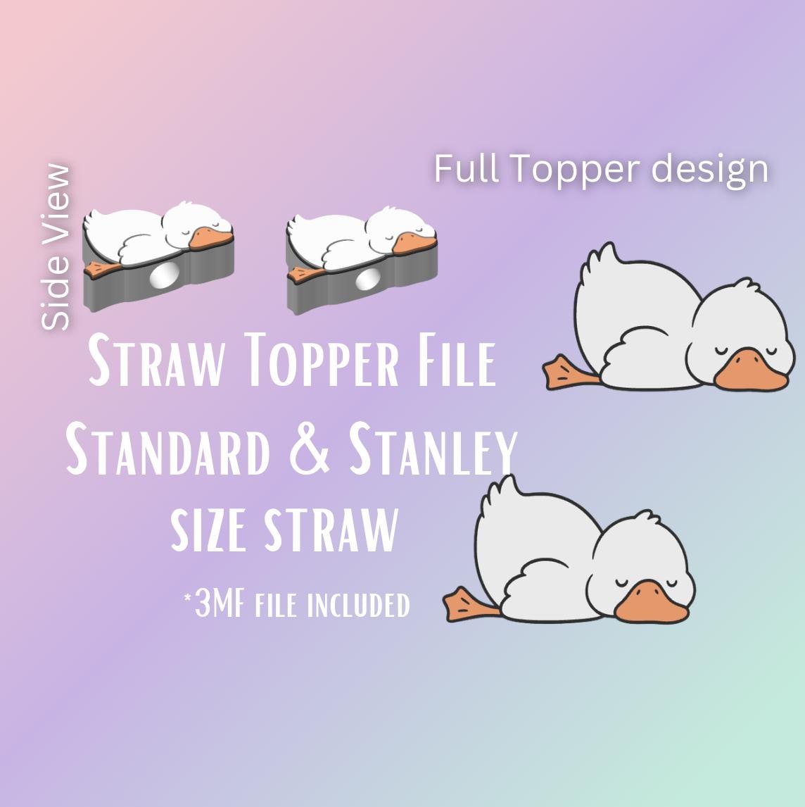 Lazy Topper Lazy Duck* Straw Topper 3d-print File | Fits Standard & Stanley Straws ...