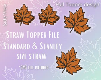 Leaf Straw Topper 3D-Print File | Fits Standard & Stanley Straws | Pre-Colored 3MF