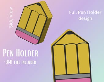 Pencil Pen Holder | Digital 3D Print File | Pre-Colored 3MF + STL | AMS Ready | Cute School Desk Organizer
