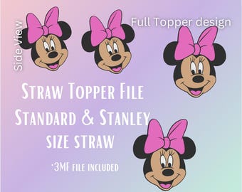 Meisjesmuis* STL-bestand met rietje | Accessoire beker 3D-print | Past op stanleyrietjes en standaardrietjes