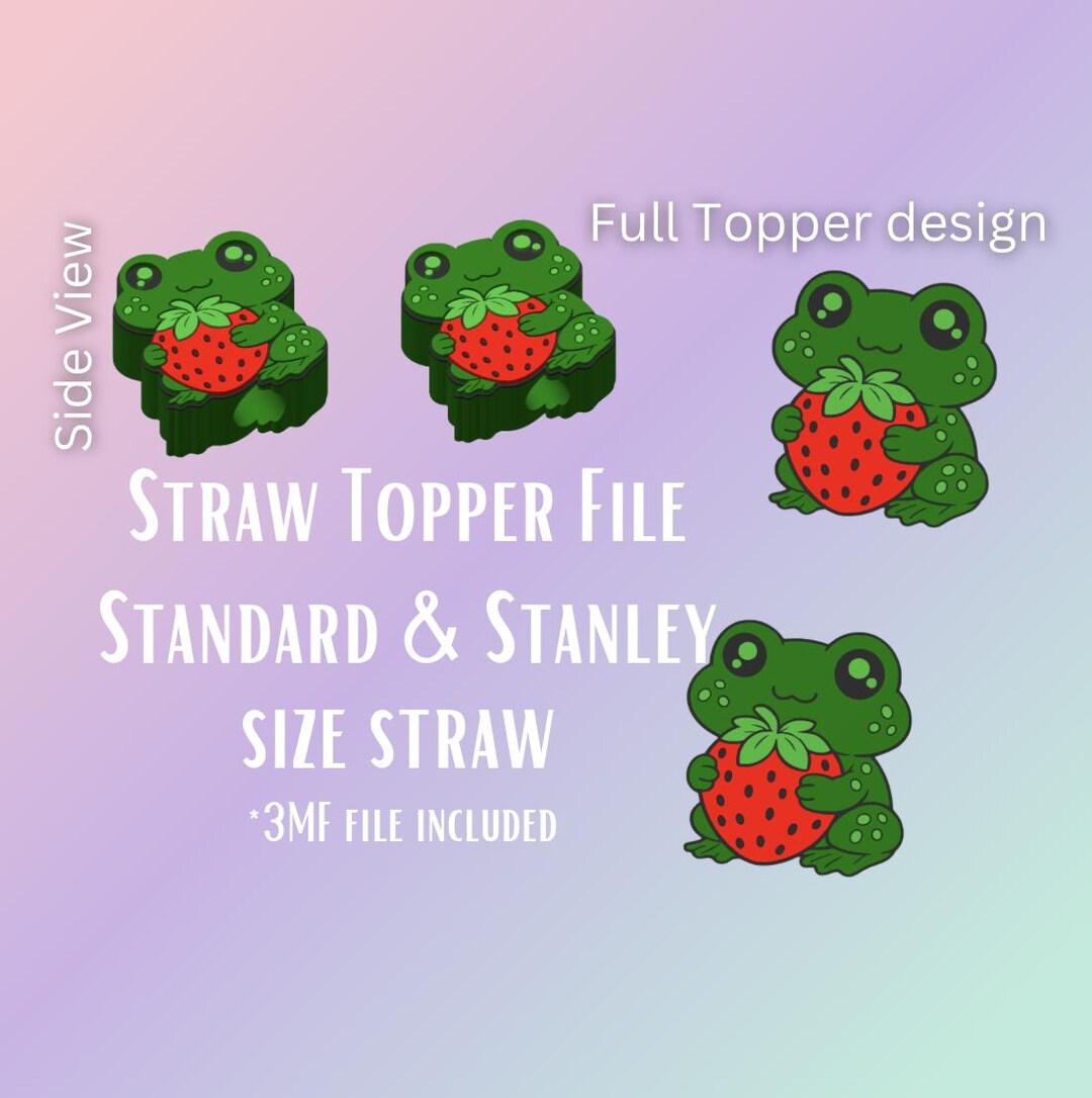 Strawberryfrog Stl Strawberry Frog* Straw Topper 3d-print File | Fits Standard & Stanley ...