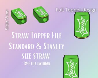 S Soda* Straw Topper Digital File | Fits Standard & Stanley Straws | Pre-Colored 3MF