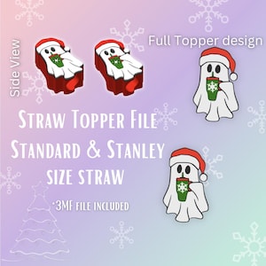 Becher Geist* Stroh Topper Digitale Datei | Passend für Standard & Stanley Strohhalme | Eingefärbt 3MF