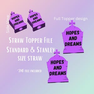 Hier liegt Stroh Topper Digitale Datei | Passend für Standard & Stanley Strohhalme | Eingefärbt 3MF