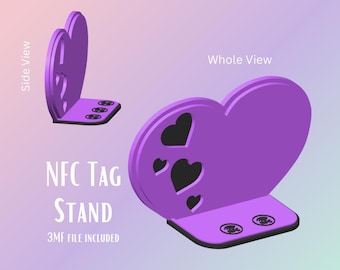 Archivo de impresión 3D con soporte NFC de corazón / Diseño personalizable / Precoloreado 3MF