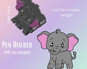 Elephant Pen Holder Digital File | Pre-Colored 3MF File