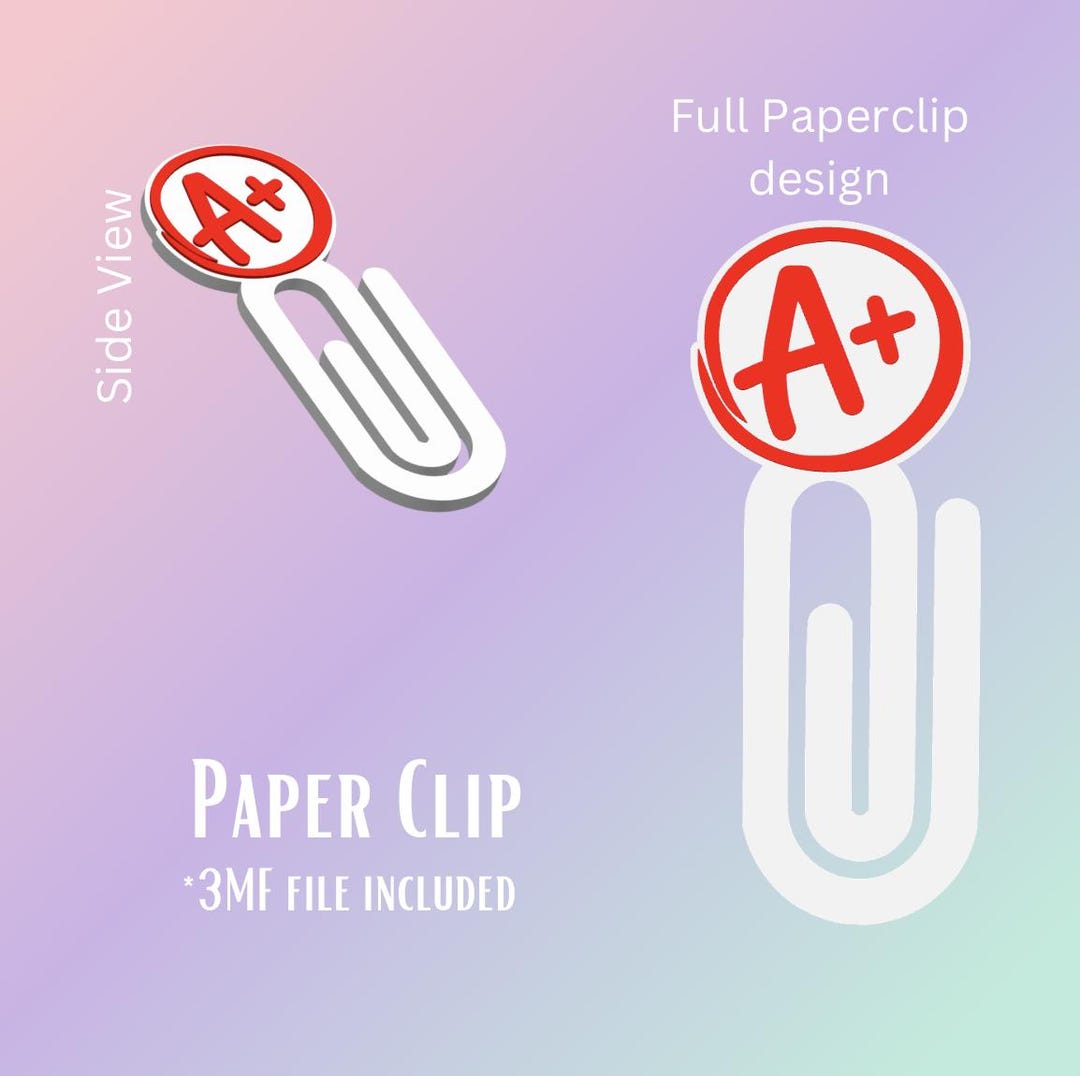 A+ Paper Clip | 3d Printed Bookmark | Office & School Accessory | Pre ...