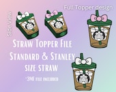 Kawaii Iced Coffee* Straw Topper Digital File | Fits Standard & Stanley Straws | Pre-Colored 3MF