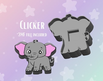 Elephant Clicker | Fidget Toy | 3D Printed Digital File | Pre-Colored 3MF File
