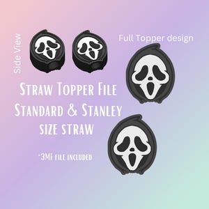 Ghosty Straw Topper Digitale Datei | Passend für Standard & Stanley Strohhalme | Vorgefärbte 3MF-Datei