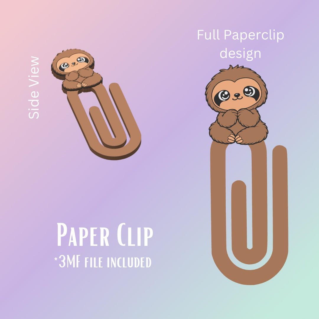 Sloth Paper Clip | 3d Printed Bookmark | Office & School Accessory ...