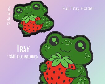 Strawberry Frog Tray | 3D Print Digital File | Pre-Colored 3MF + STL | AMS Ready | Cute Catchall Tray