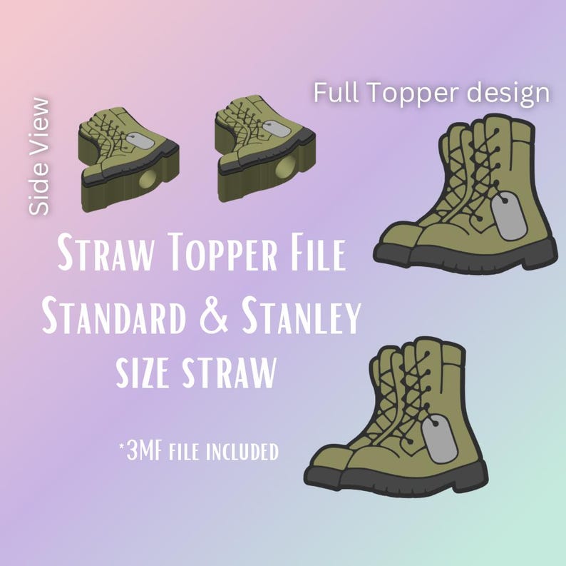 Military Boots* Straw Topper Digital File | Fits Standard & Stanley ...