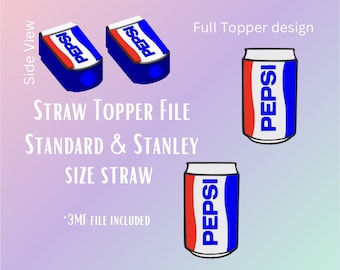 P Cola Straw Topper STL File | 3D Print Cup Accessory | Fits Stanley & Standard Straws