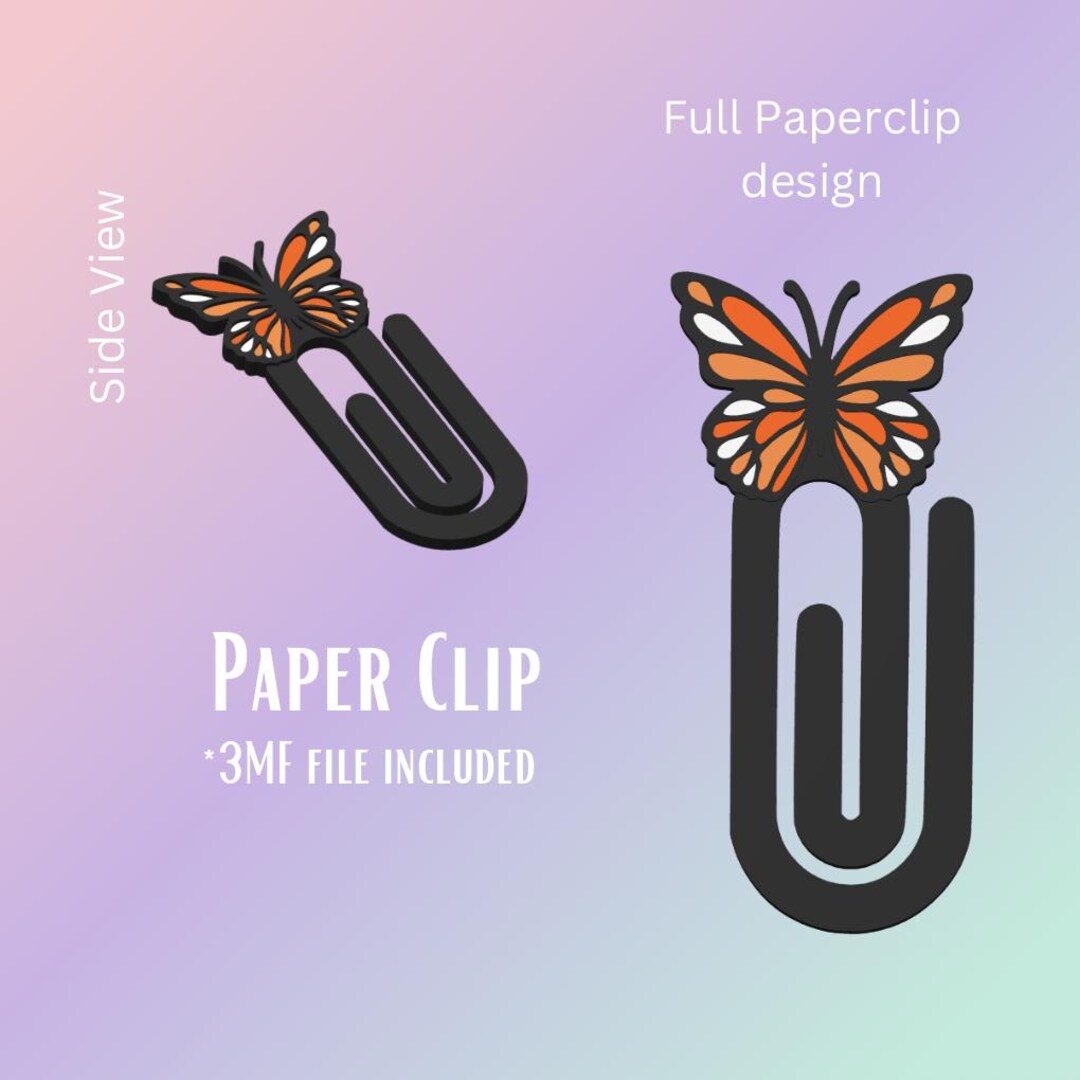 Butterfly Paper Clip | 3d Printed Bookmark | Office & School Accessory ...