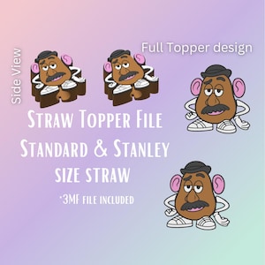 Toy Potato* Straw Topper Digital File | Fits Standard & Stanley Straws | Pre-Colored 3MF File